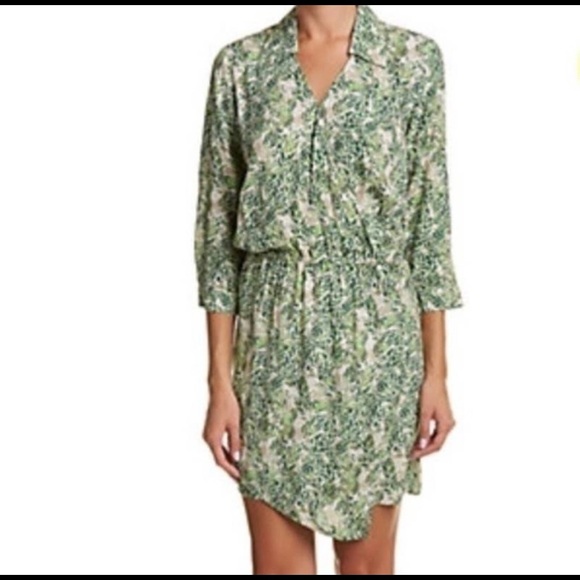 Cabi Green Leaf Faux Wrap Dress Mini Small - Picture 2 of 10
